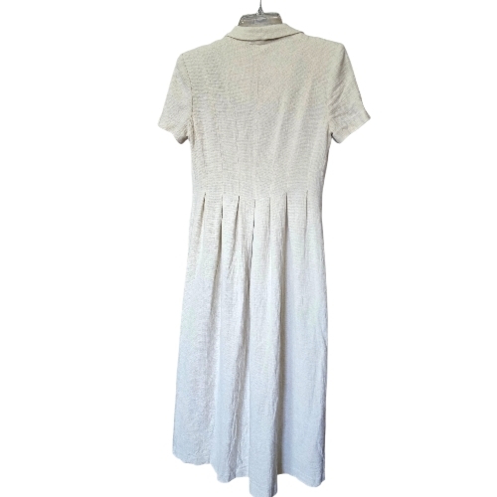 Chic Beige Button-Front Midi Dress - Picture 3 of 6